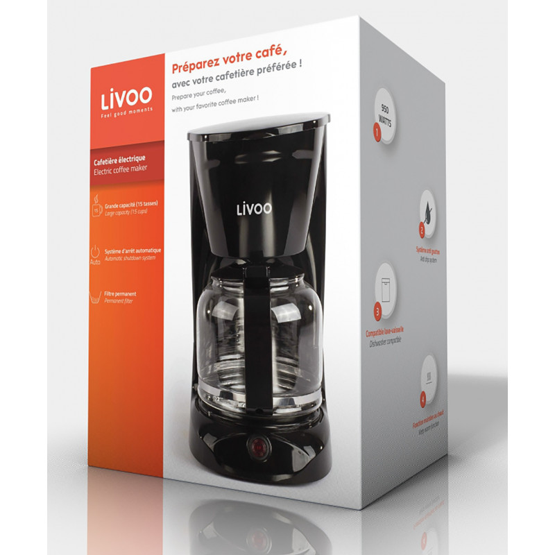 CAFETIÈRE LIVOO 1.8 L NOIR