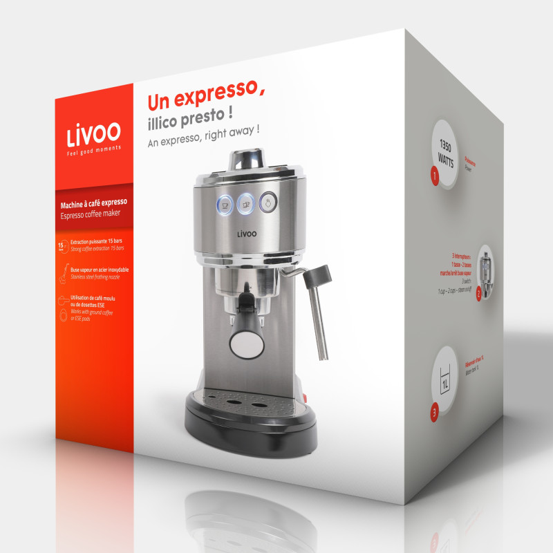 Machine à café LIVOO DOD186  1350W  Gris