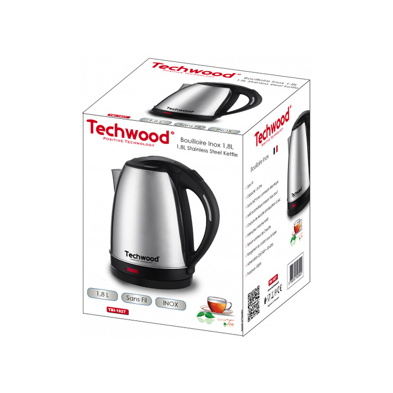 BOUILLOIRE S/FIL 1,8L INOX SOCLE 360° 1500W - TECHWOOD