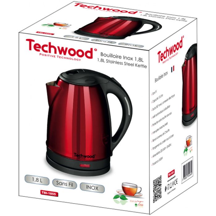 Bouilloire sans fil TECHWOOD 1.8 Litres Rouge (TBI-1855)
