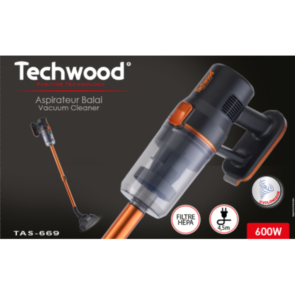 Aspirateur Balai à main TECHWOOD 2 en 1 multi cyclonique 600W
