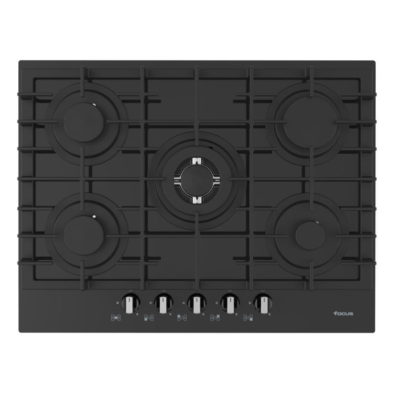Plaque de Cuisson FOCUS Vitro 5 Feux 70 cm - Noir (F.406B)