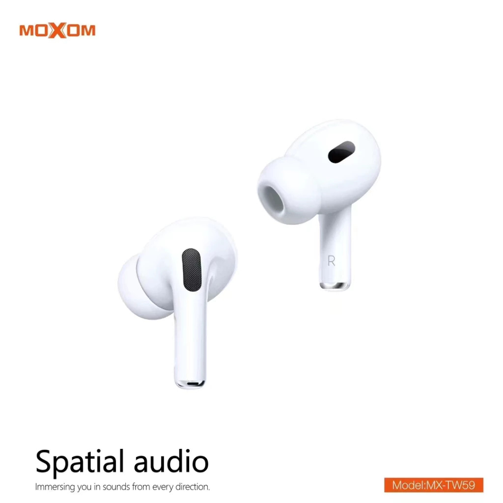Ecouteur sans fil Hi-Fi Moxom MX-TW59 TWS, connecté au Bluetooth 5.3-Blanc