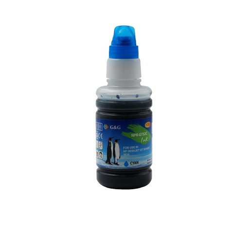[NPR6GT52C-ADAPT] Bouteille d’encre G&G spécial HP adaptable 100ml Cyan NPR6GT52C-ADAPT