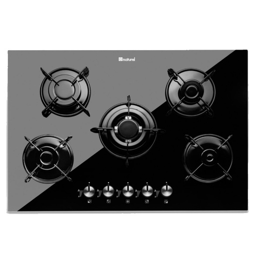 [ALFA A7501CSD] PLAQUE ENCASTRABLE VERRE SECURIT-5 FEUX-70CM NATUREL - NOIR