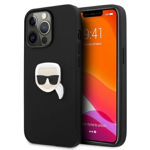 [KLHCP13LPKMK] Coque rigide noire en cuir pour Apple iPhone 13 Pro-KARL LAGERFELD