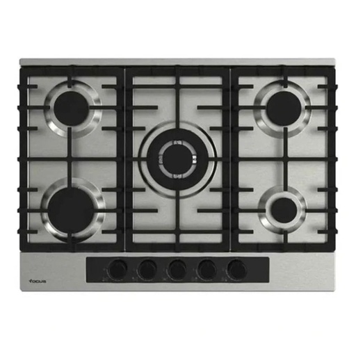 [F.8003XS] Plaque de cuisson Focus 5 Feux Fonte Inox 70 cm F.8003XS