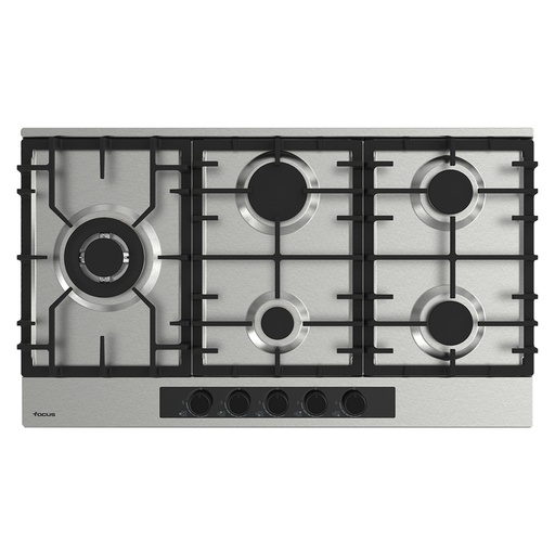 [F.414X] Plaque de cuisson FOCUS 5 Feux Fonte Inox 90 cm F.414X