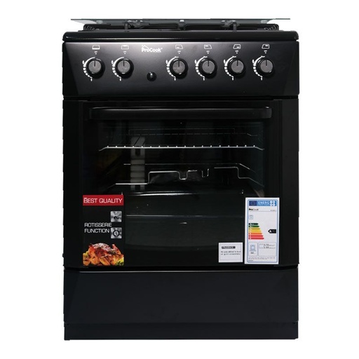 [TG6640N] CUISINIÈRE À GAZ PROCOOK TG6640N 60 CM – NOIR